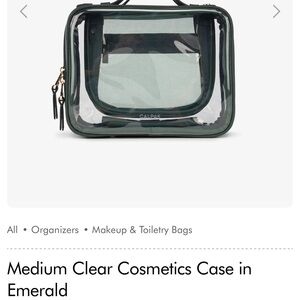 Calpak Medium Clear Cosmetics Case in Emerald